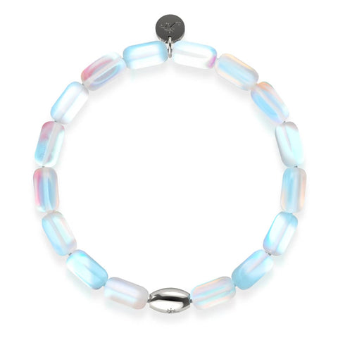 Arc-en-ciel blanc | Argent sterling .925 | Bracelet Galet de Verre Sirène